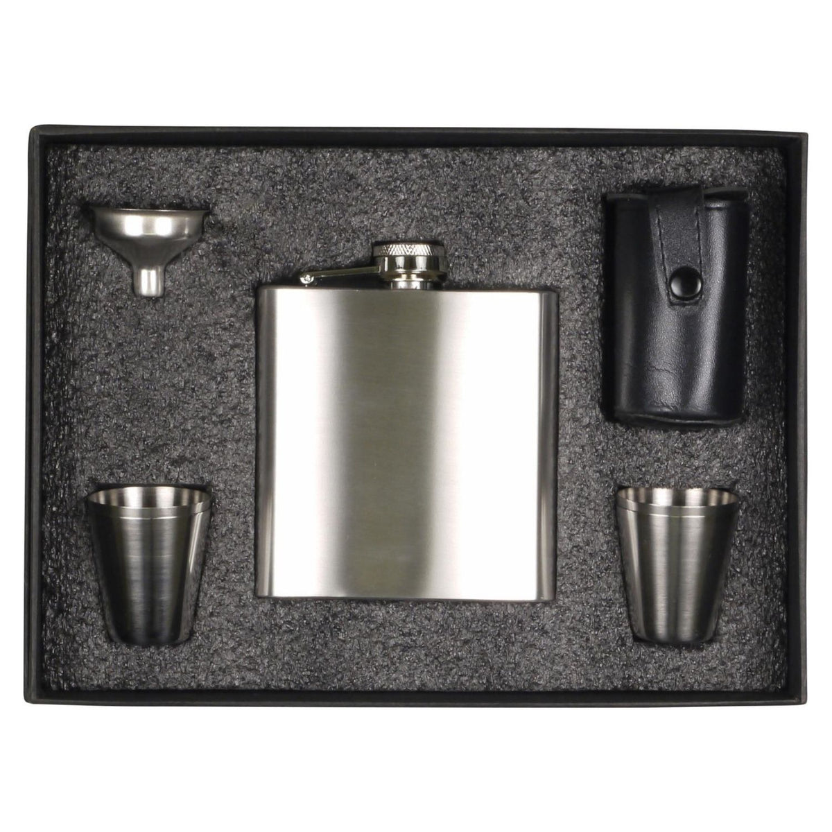 6oz Chrome Hip Flask With 4 Cups James J. Fox, Dublin