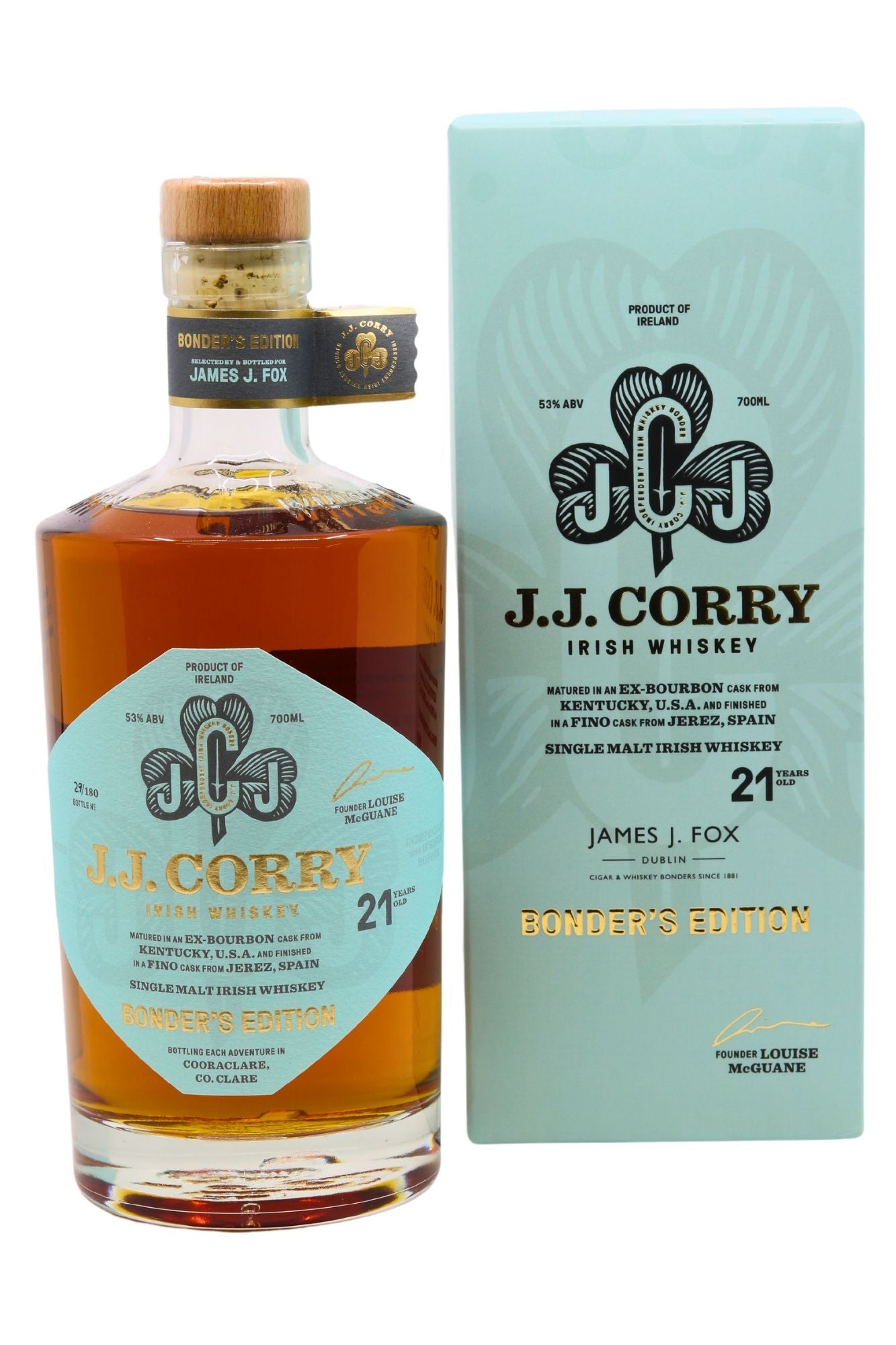 JJ Corry Bonder's Edition 21 Year Old Single Malt Fino Sherry Finish - James J. Fox, Dublin