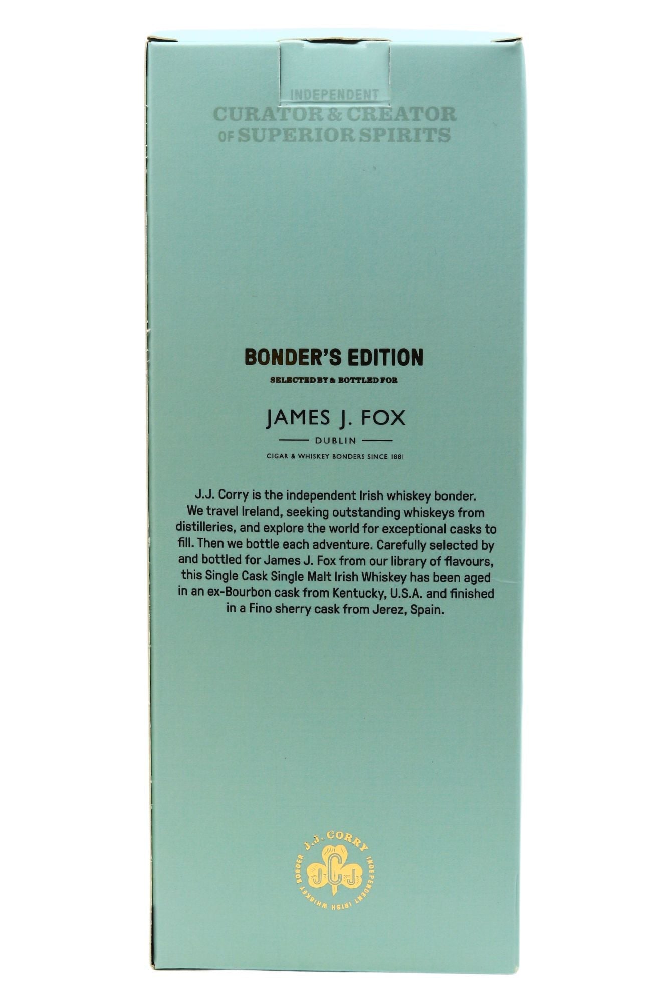 JJ Corry Bonder's Edition 21 Year Old Single Malt Fino Sherry Finish - James J. Fox, Dublin