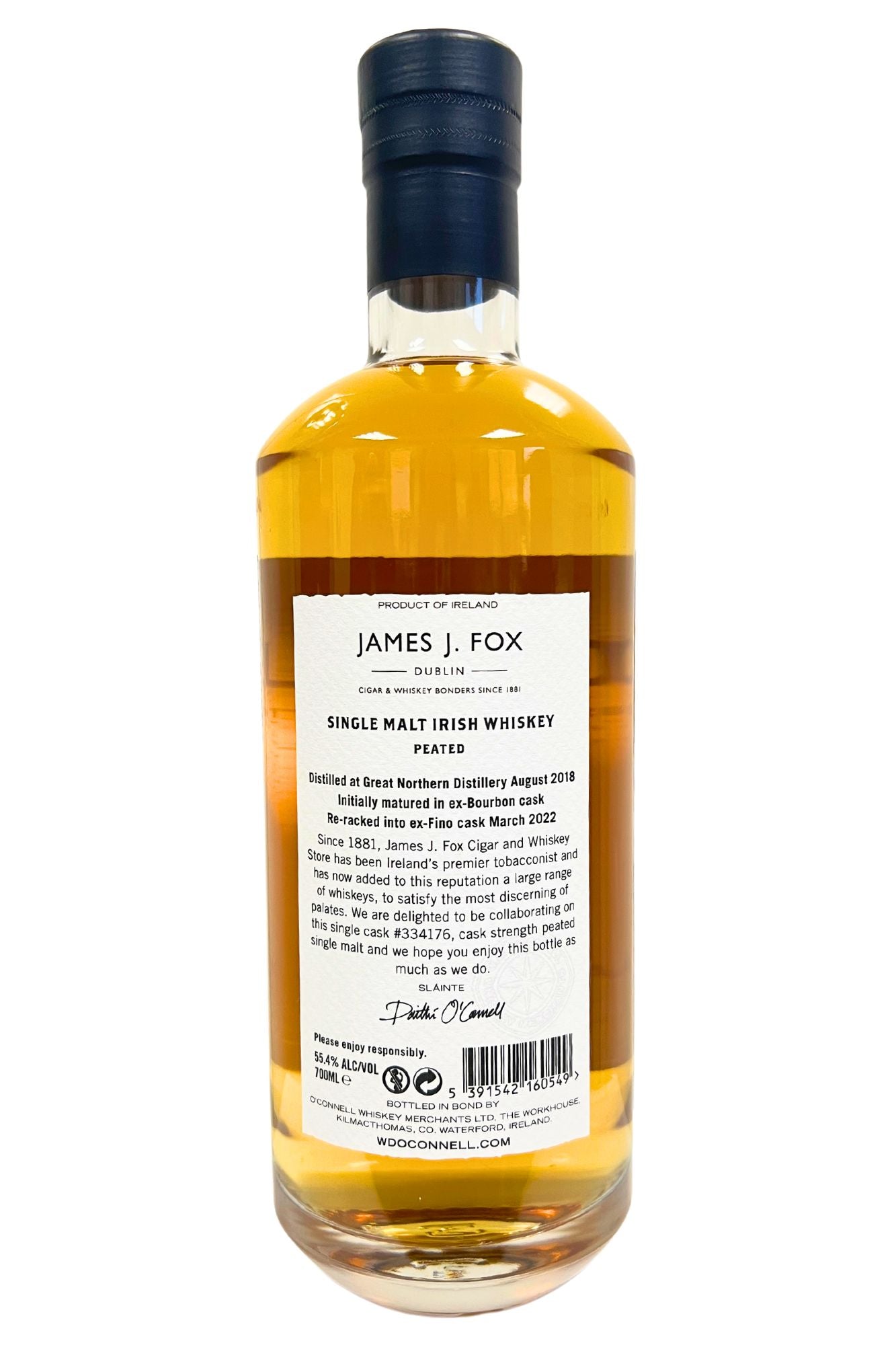 WD O'Connell 6 Year Old Fino James J. Fox Single Cask - James J. Fox, Dublin