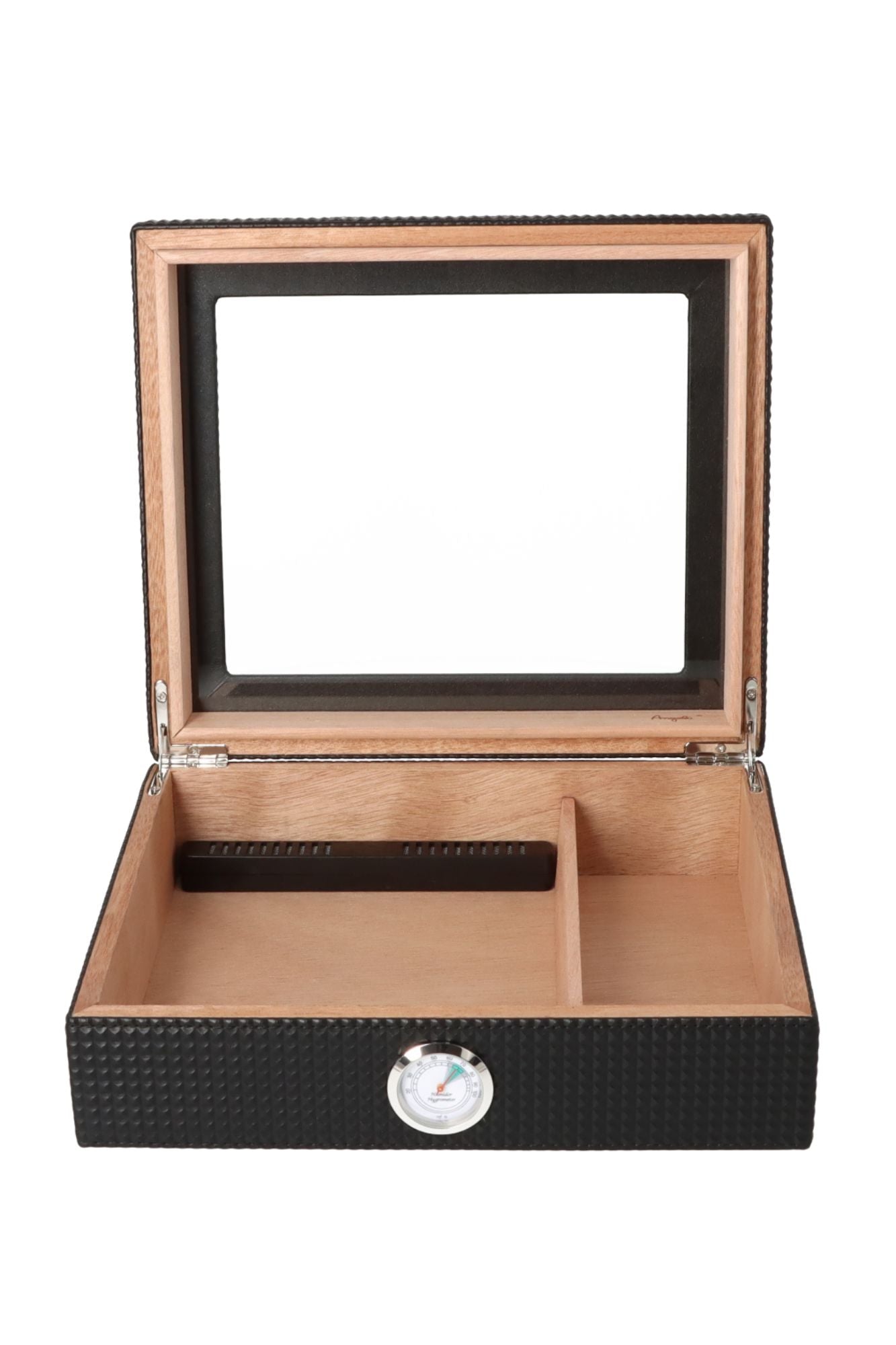 Angelo Medium Glass Top Humidor - Black Diamond Pattern