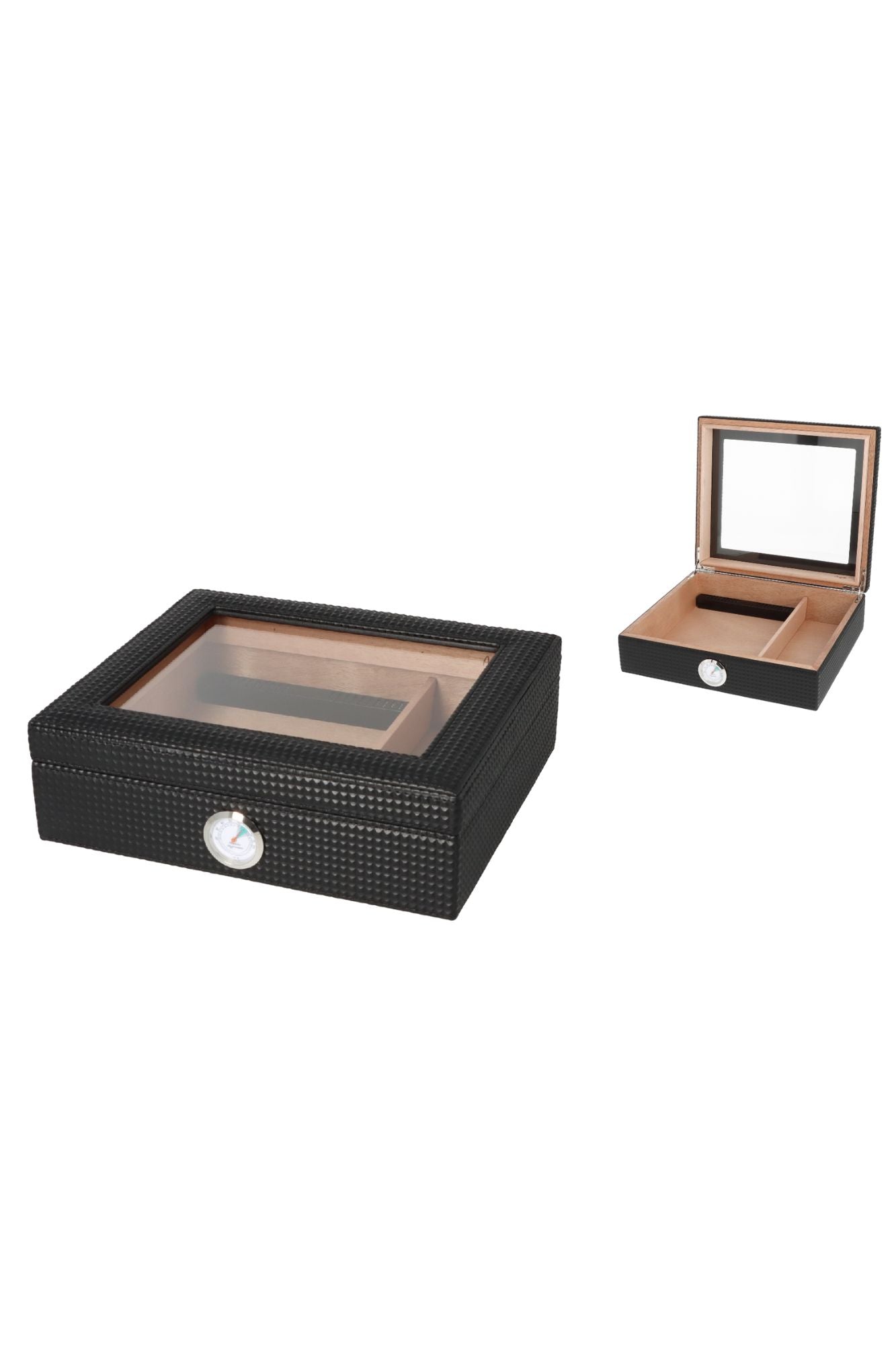 Angelo Medium Glass Top Humidor - Black Diamond Pattern