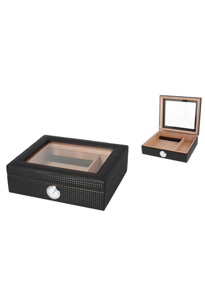 Angelo Medium Glass Top Humidor - Black Diamond Pattern