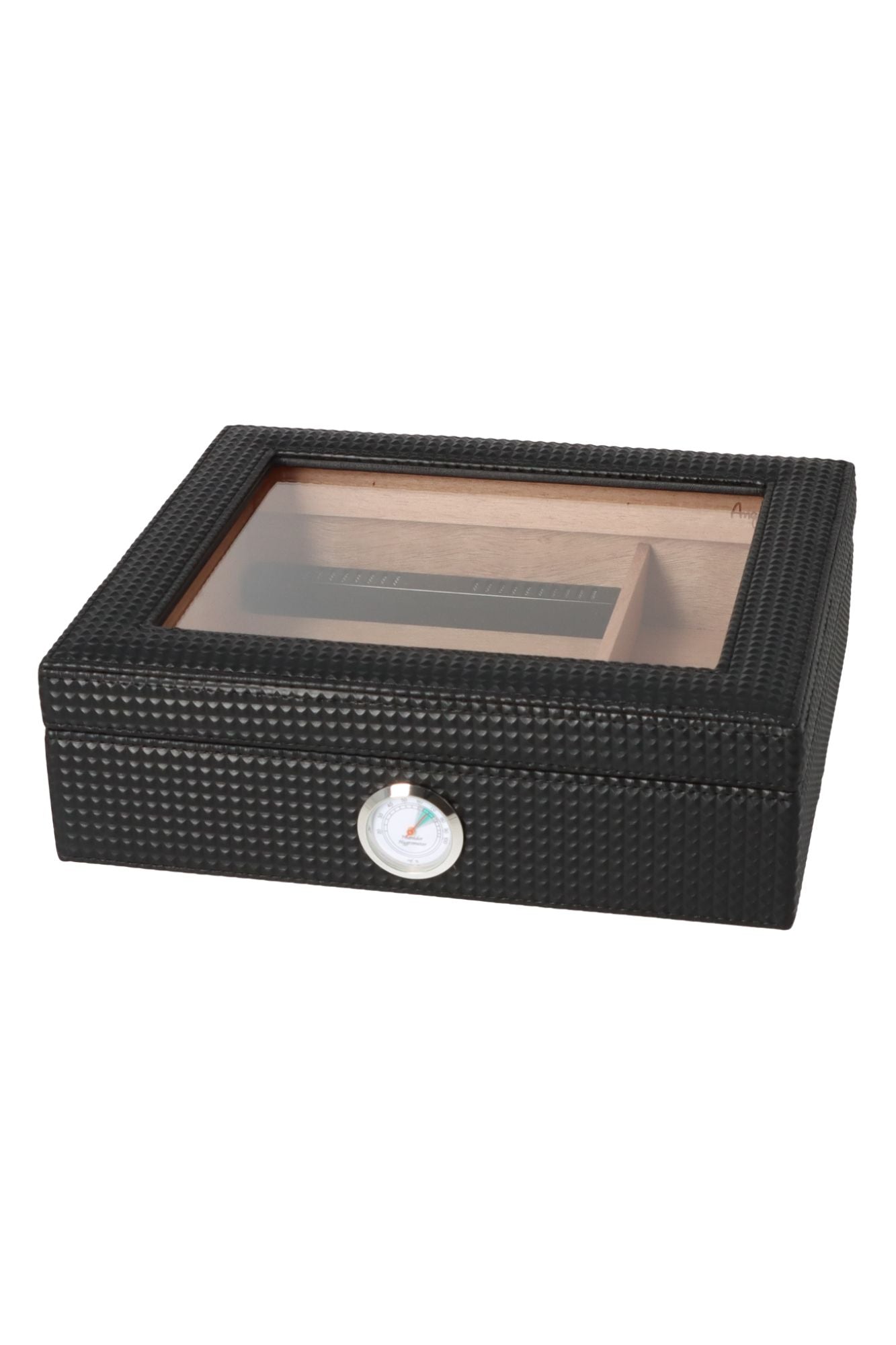 Angelo Medium Glass Top Humidor - Black Diamond Pattern