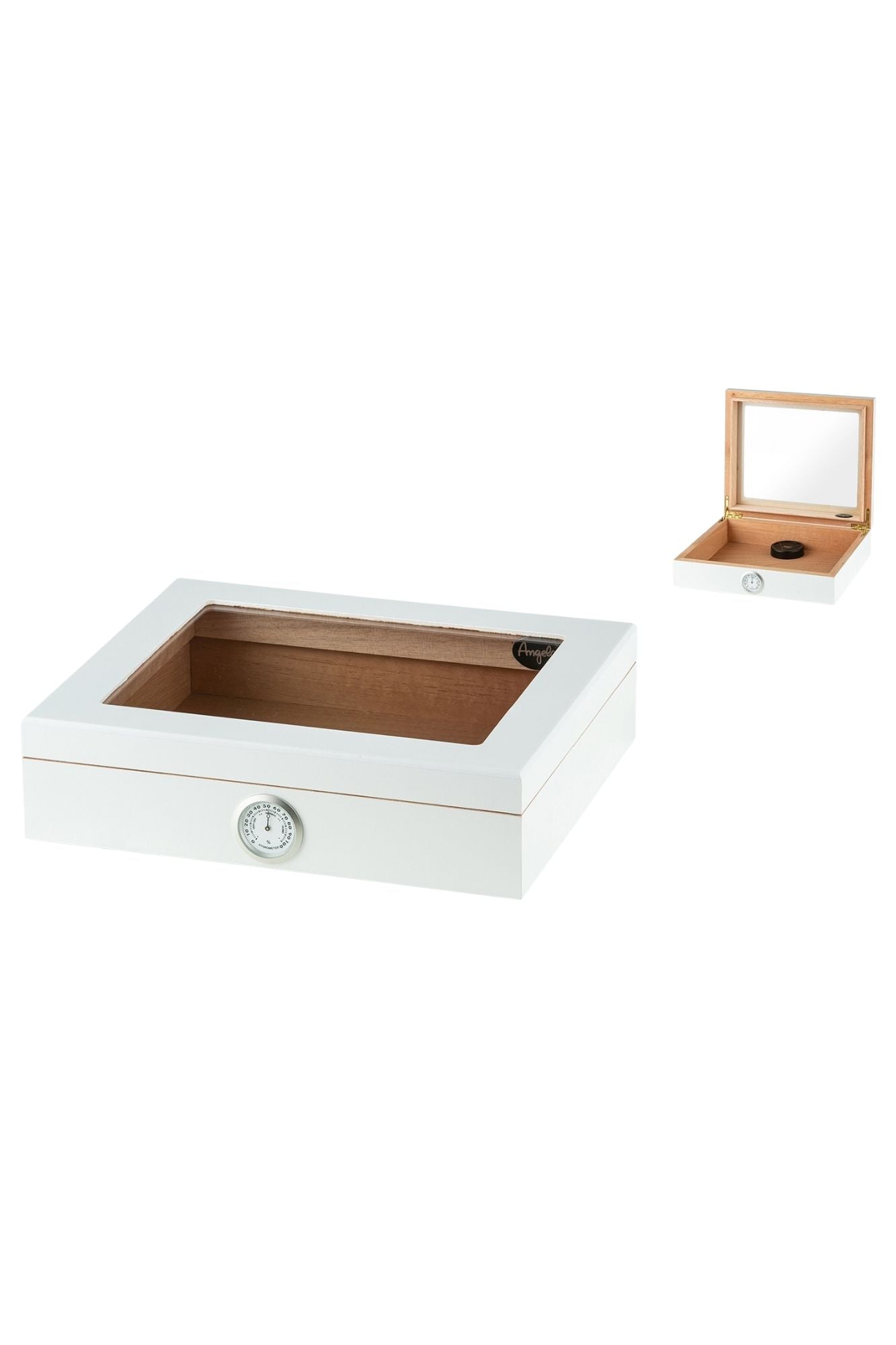 Angelo Small Glass Top Humidor - White