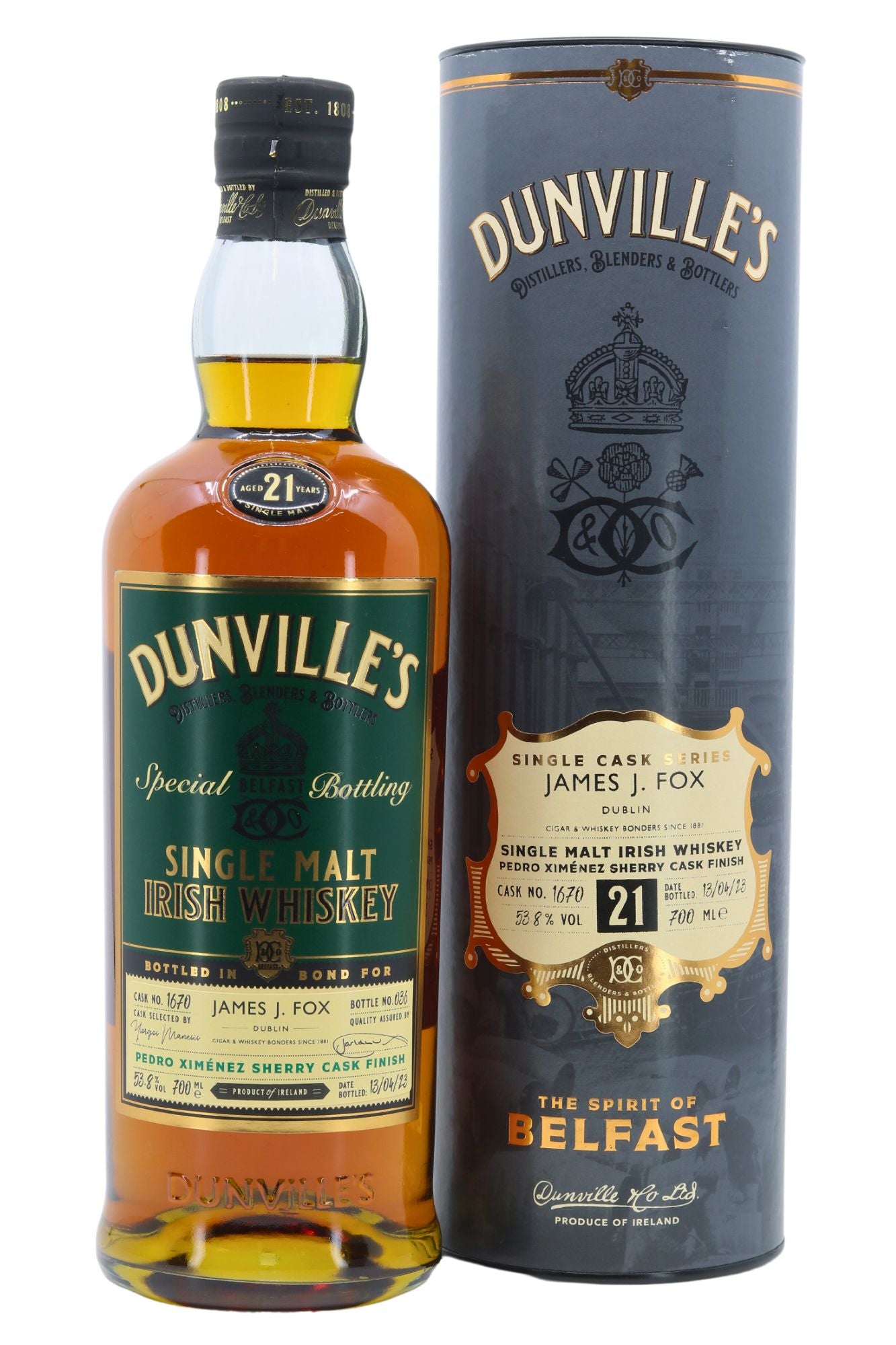 Dunville's 21 Year Old James J. Fox Single Cask PX Finish