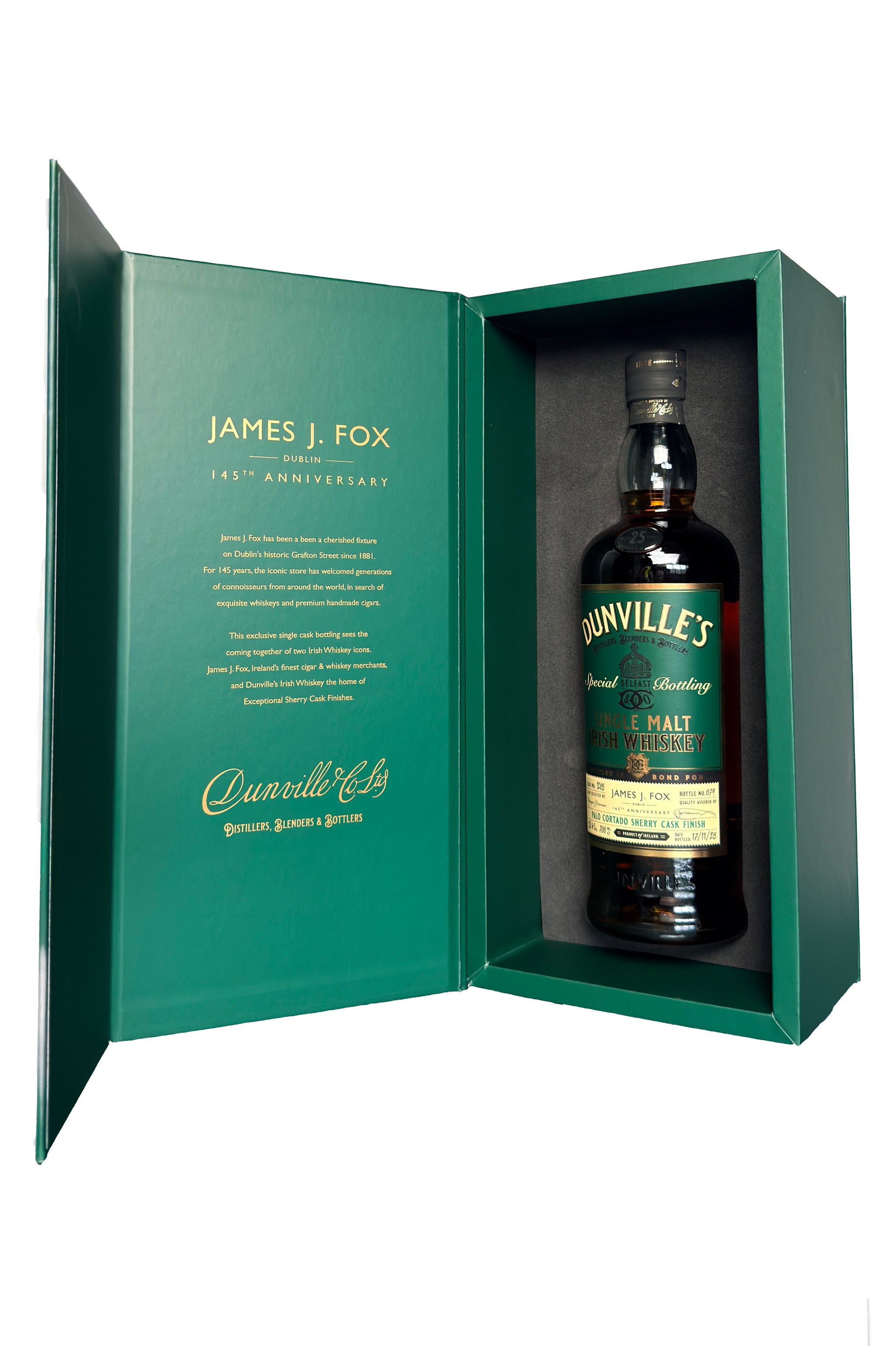 Dunville's 25 Year Old Palo Cortado – James J. Fox 145th Anniversary