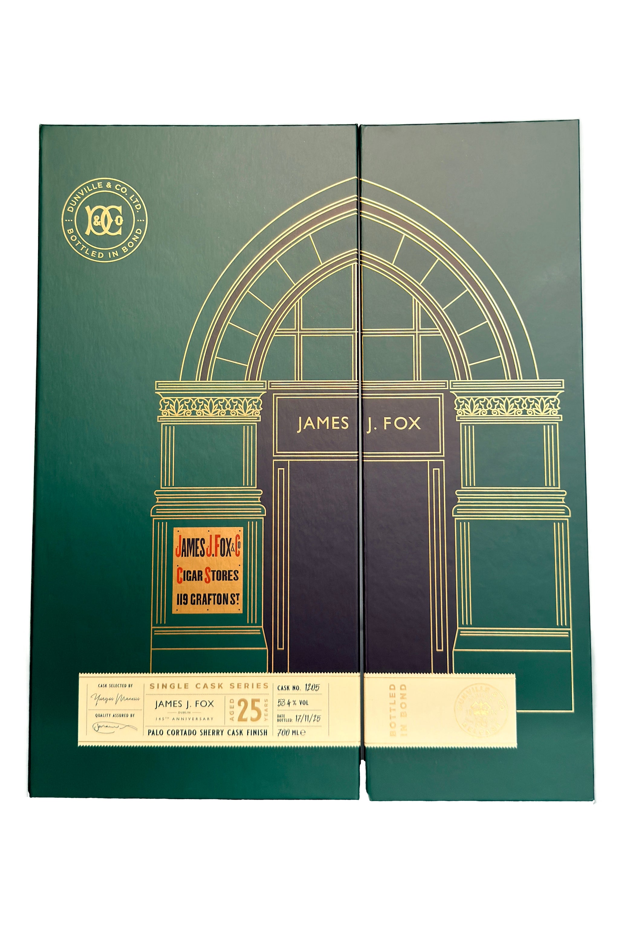 Dunville's 25 Year Old Palo Cortado – James J. Fox 145th Anniversary