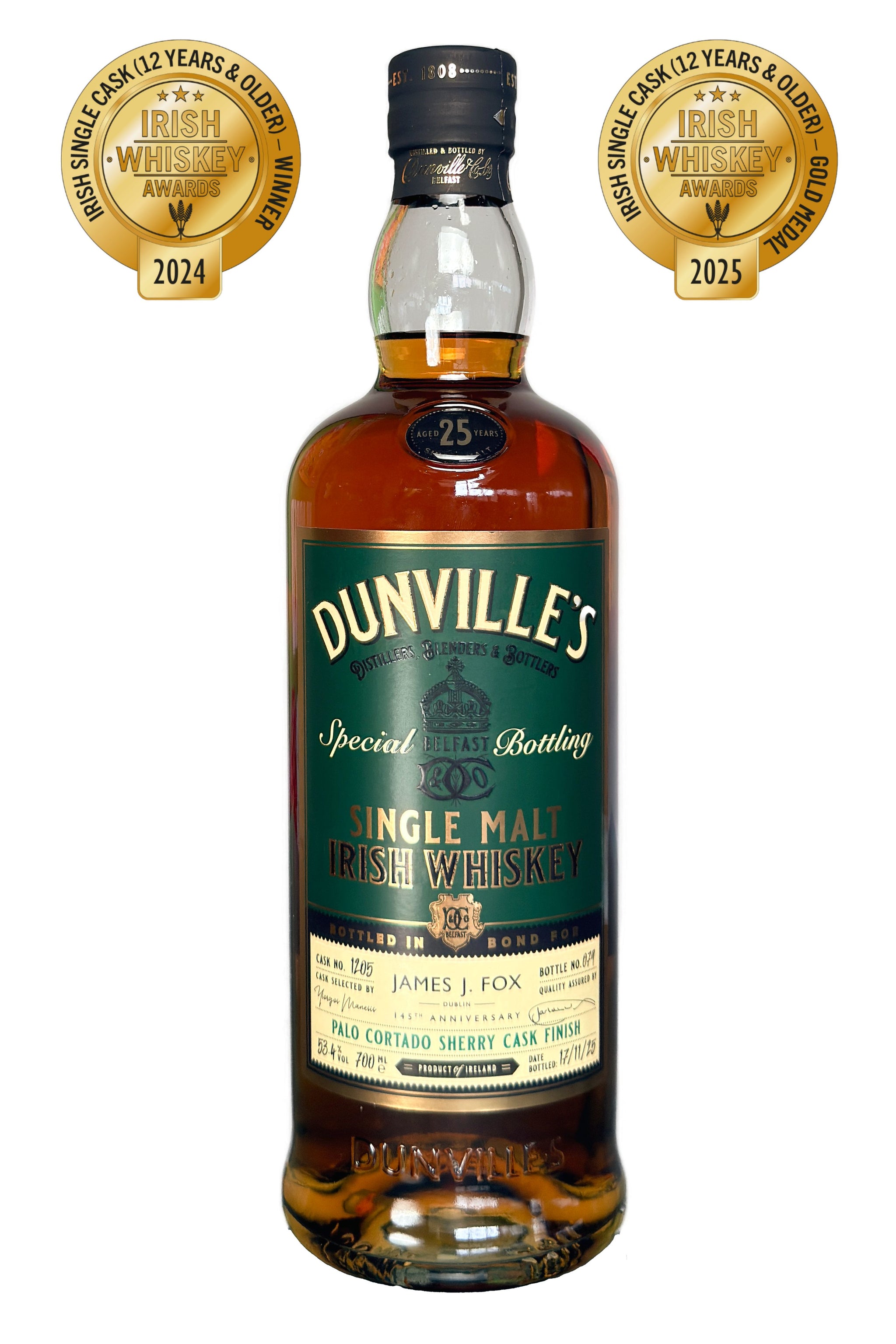 Dunville's 25 Year Old Palo Cortado – James J. Fox 145th Anniversary
