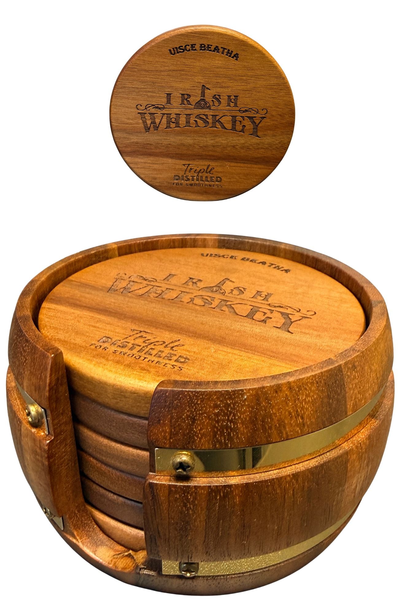 Irish Whiskey Barrel Coaster Set
