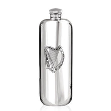 English Pewter 3oz Top Pocket Flask - Irish Harp